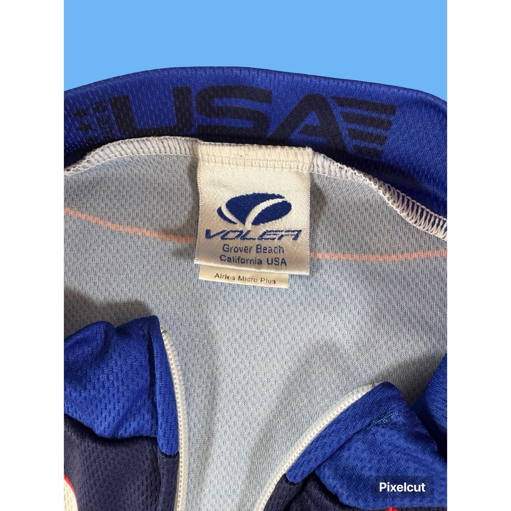 Voler One Boeing Cycling Jersey Mens Blue Red White Full Zip Short Sleeve Top - Picture 7 of 12